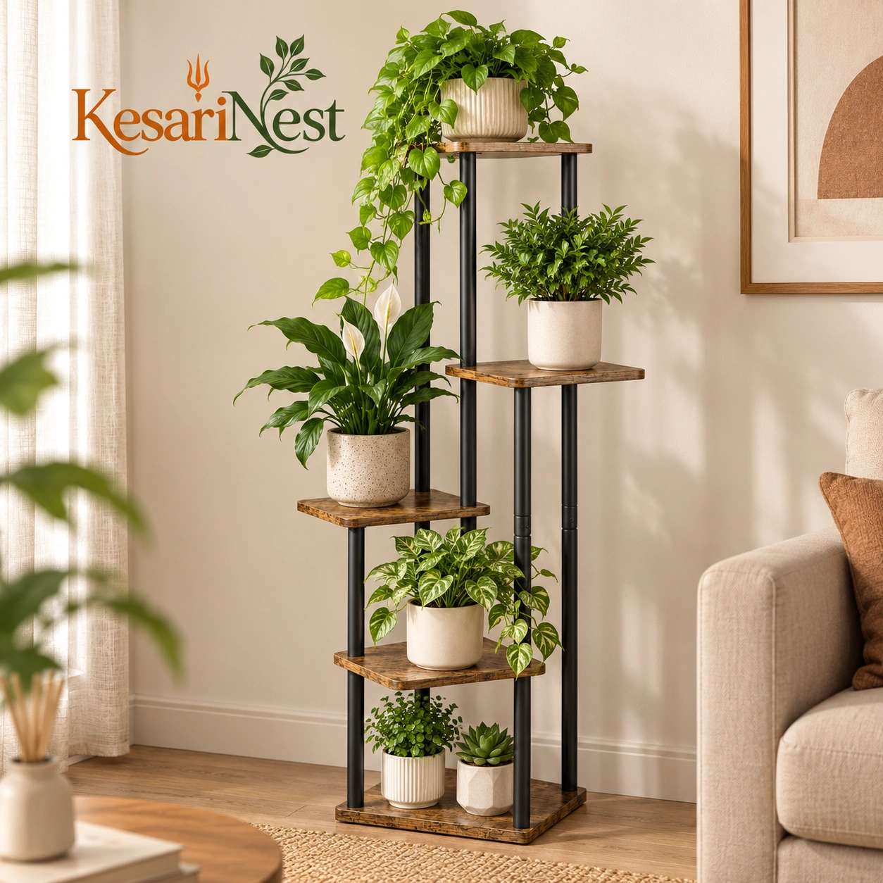 5-Tier Tall Metal Plant Stand for Plants — slide 2