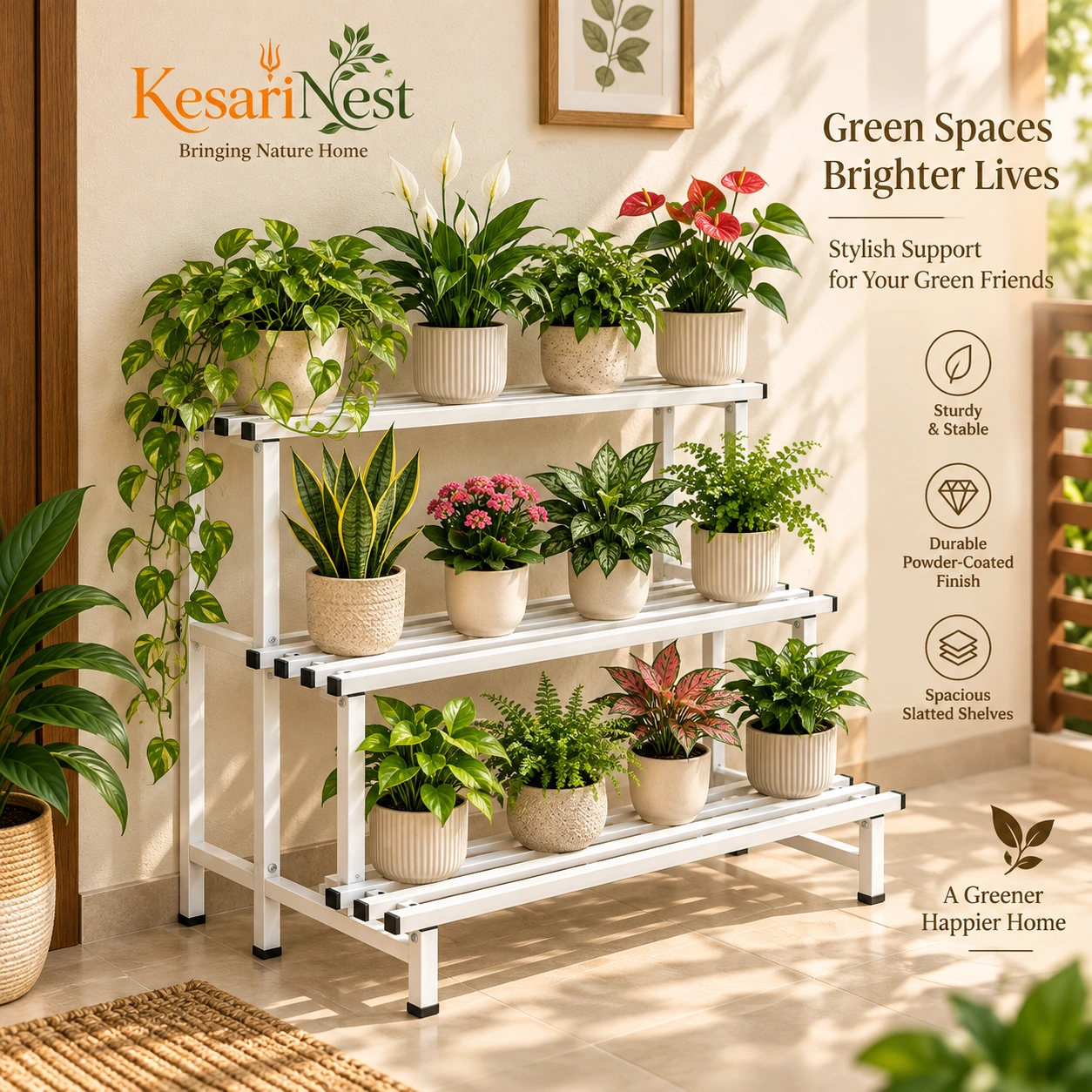 3-Tier Heavy Duty Metal Plant Stand — slide 1