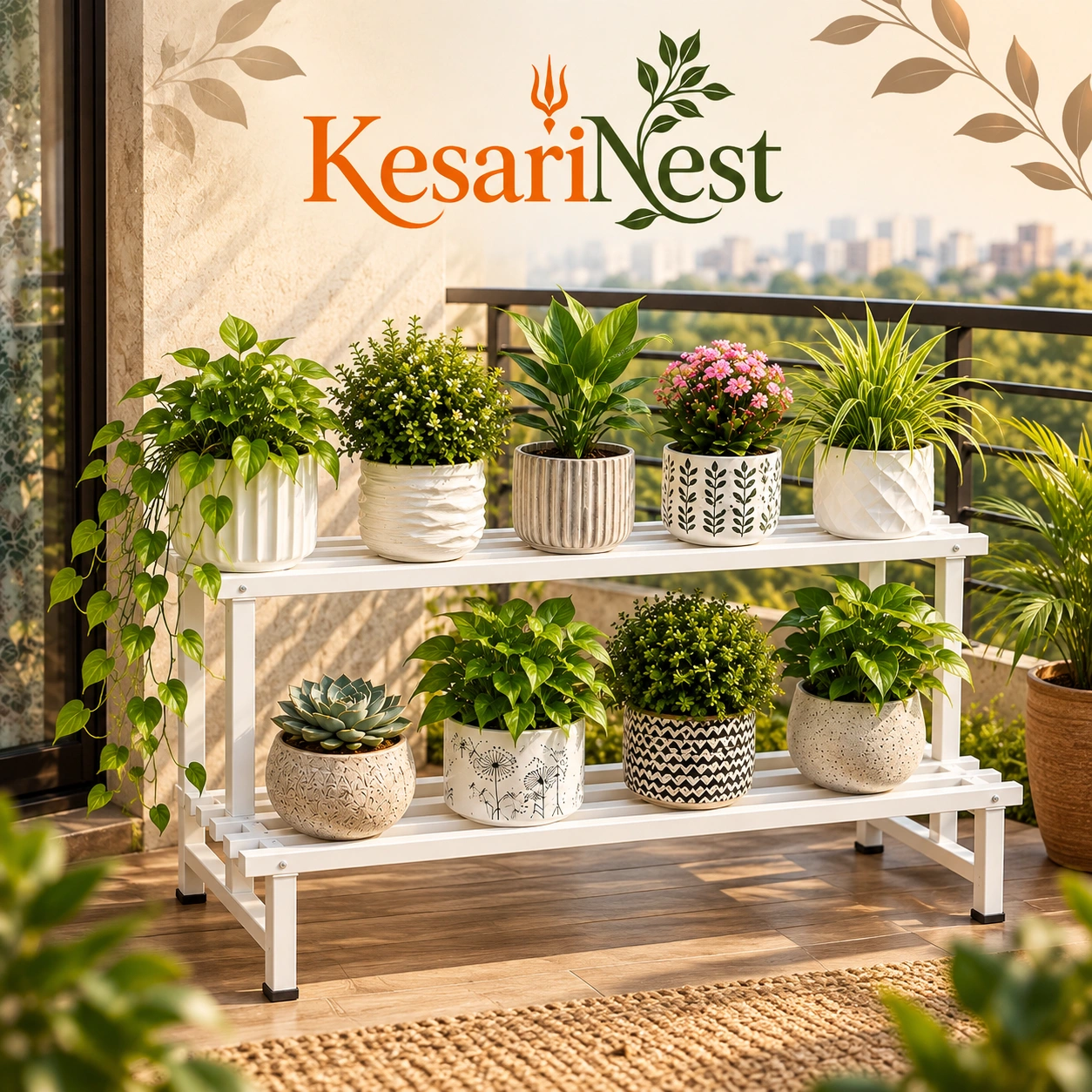 2-Tier Heavy Duty Metal Plant Stand — slide 1