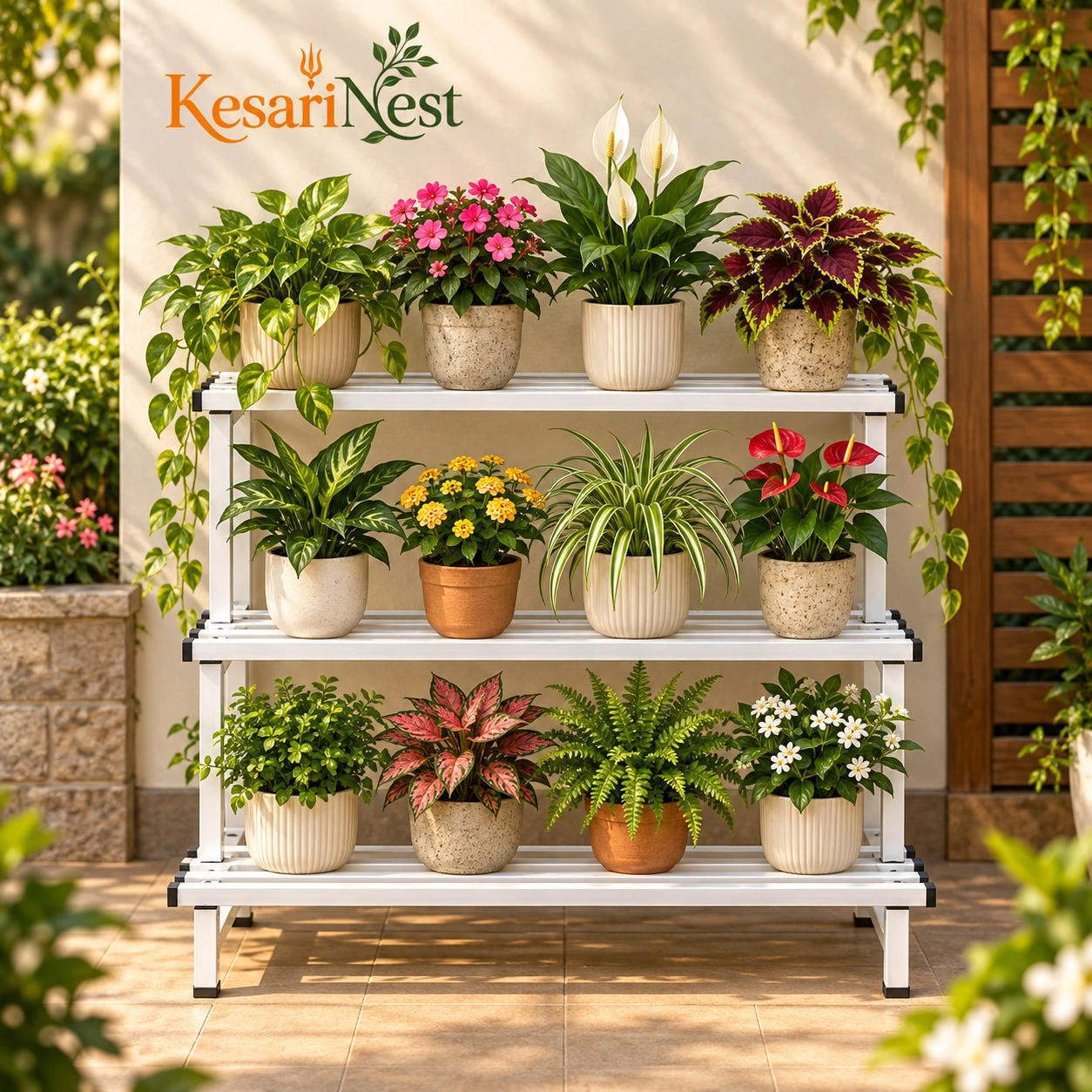 3-Tier Heavy Duty Metal Plant Stand view 4